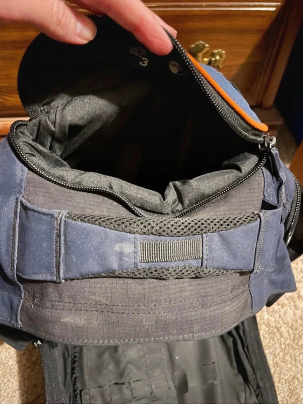 American Eagle Outfitters Navy and Blue Unisex Backpack with Orange Trim